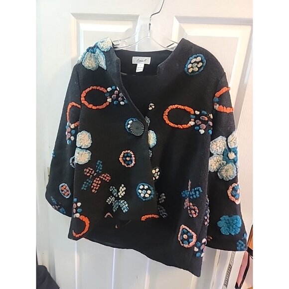 Anis A Womans Boho Embroidered 60s Style Wool Jacket Coat. Fully Line. Small - Picture 2 of 13